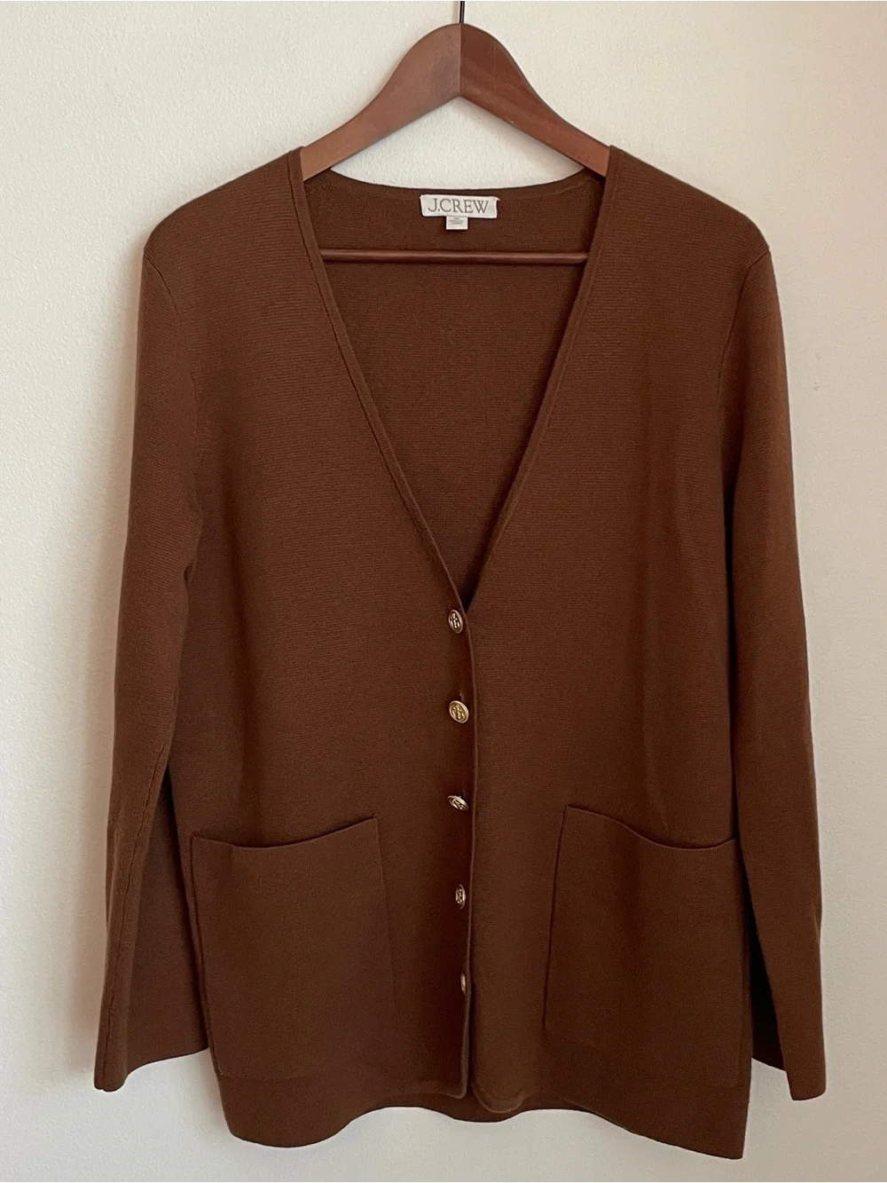 J.Crew Giselle Cardigan Womens XS Brown Buttons Nautical Preppy Quiet Luxury